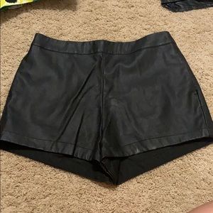 Black leather shorts